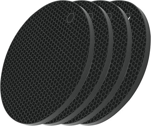 Smithcraft - Juego de 4 salvamanteles de silicona y alfombrilla de 7.0in x 7.0in (4 unidades), antideslizante, flexible, duradero, apto para