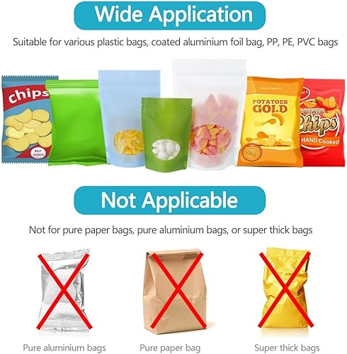 Miniatura 6 de Mini sellador de bolsas, máquina portátil de sellado térmico de bolsas con cortador, sellador de bolsas de chips 2 en 1 de mano para bolsas de