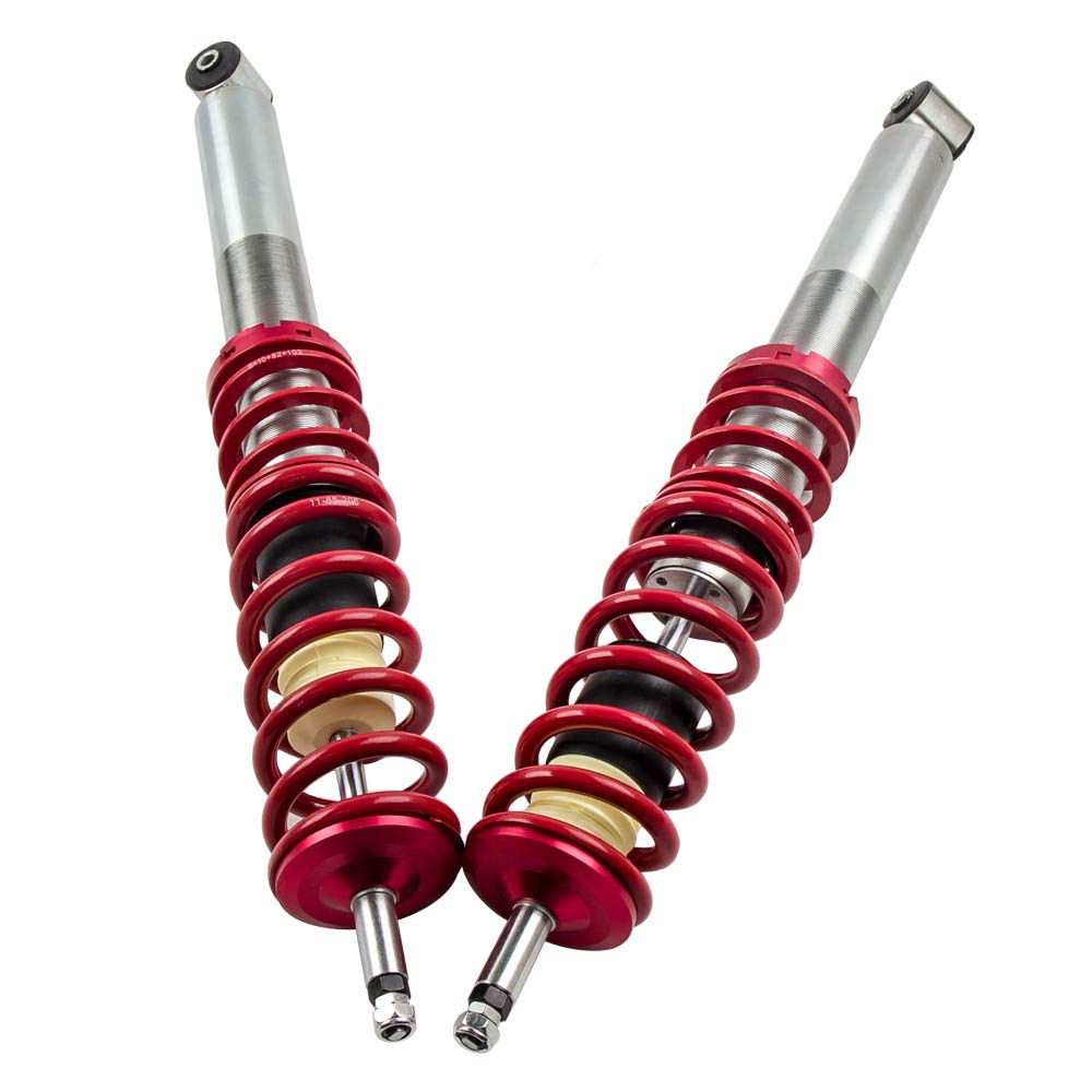 maXpeedingrods 4 Lots de Coilover Combinés Filetés pour VW Corrado Golf MK2 MK3 Jetta II, Kit de Ressorts Amortisseurs Suspension Hauteur Réglable - Rouge