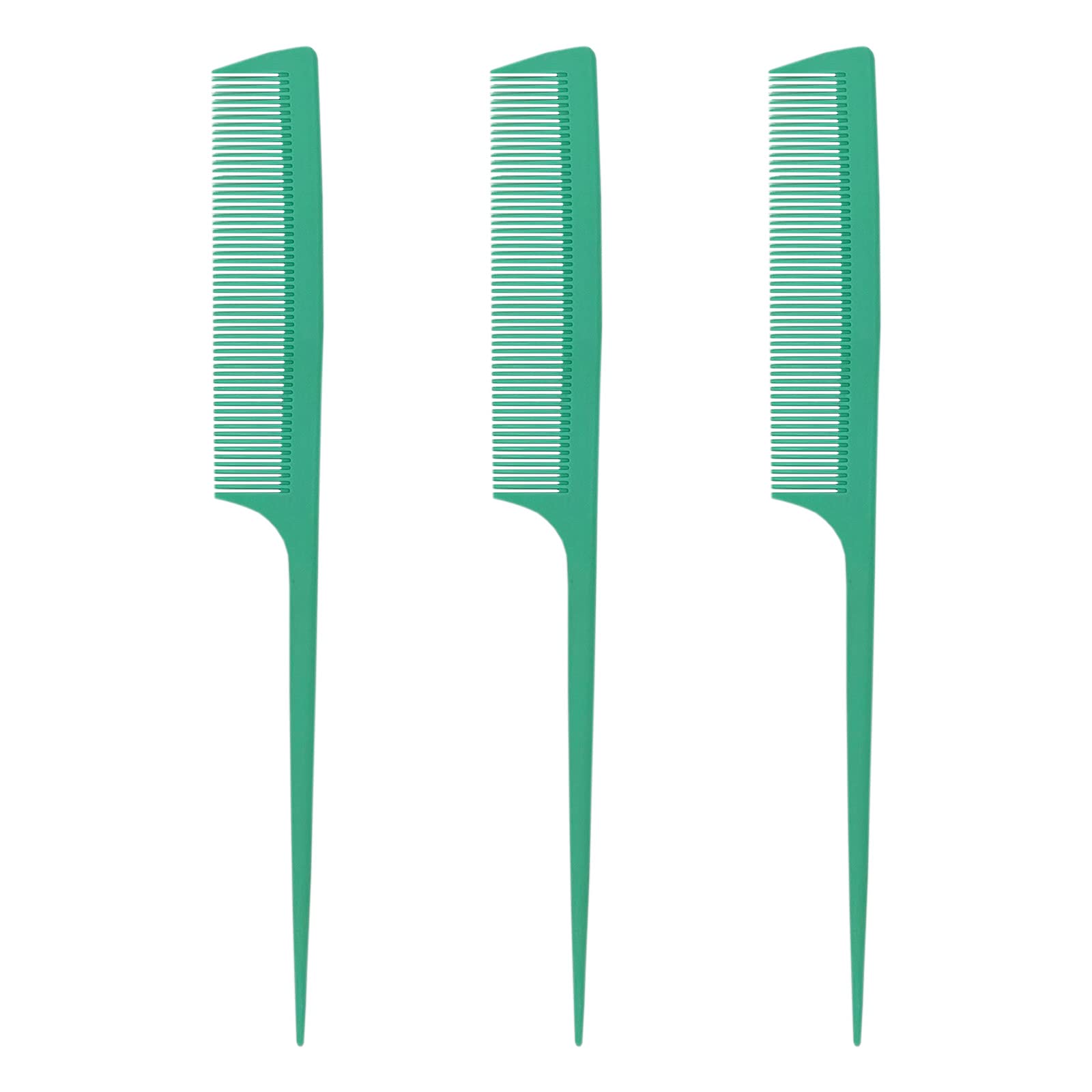 ILVISEST3 Pack Tail Combs Styling Comb Brush Carbon Fiber Anti Static Styling Tail Comb and Heat Resistant Tail Comb for All Hair Types,Back Combing,Root Teasing,Hair Types,Hair Styling (Green)