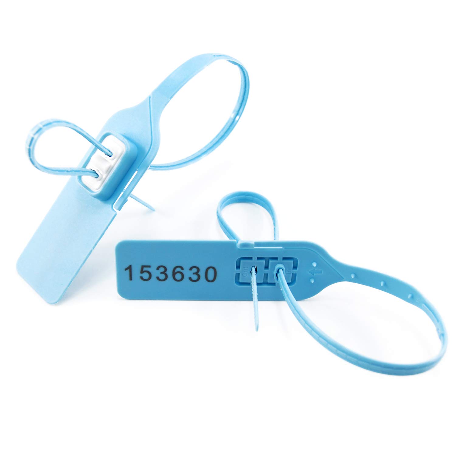 Bridas para cables, Bridas de nailon reutilizables, ajustables y autoblocantes, con sellos numerados for equipaje, paquete de 100 unidades, color azul