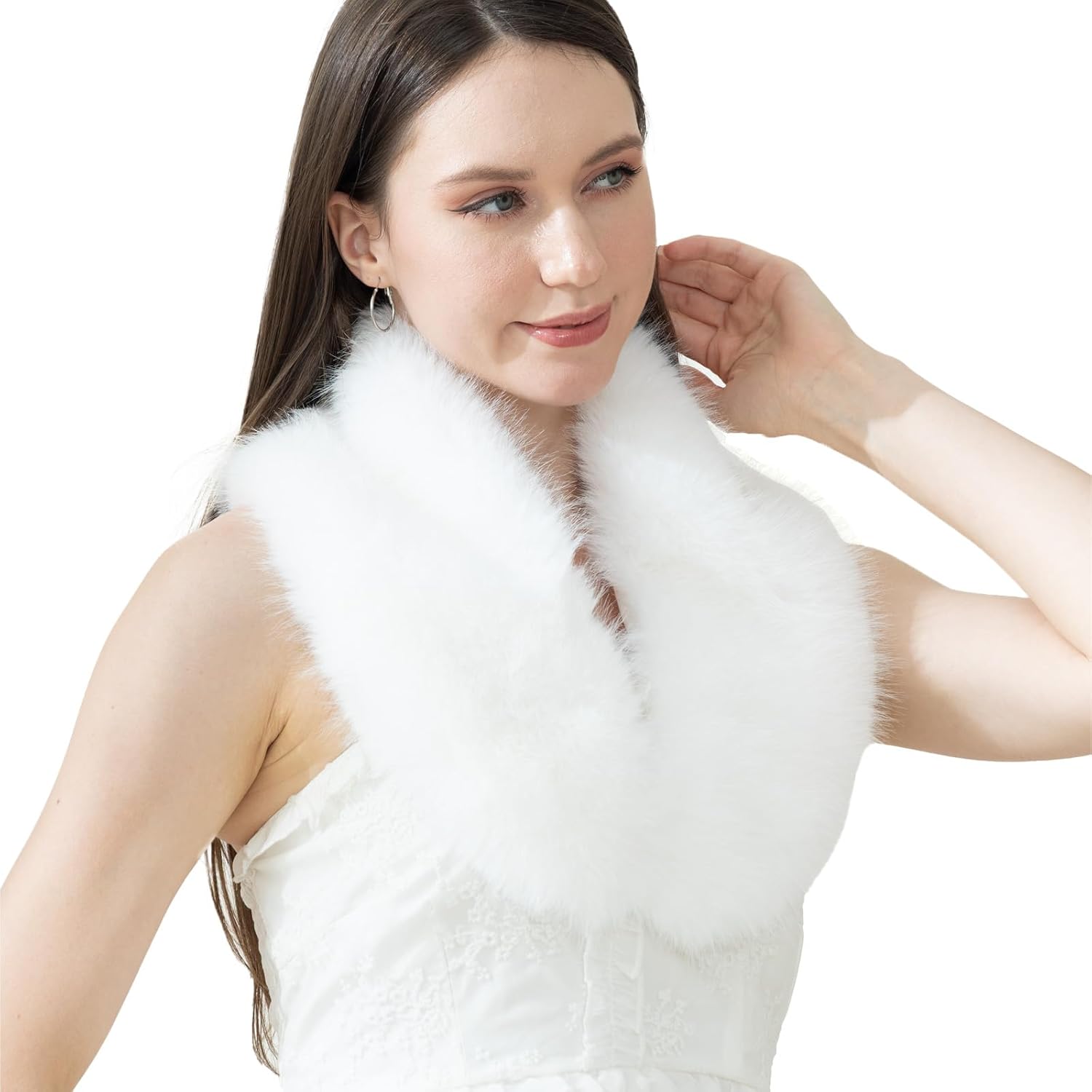 55 Inch Womens Faux Fur Scarf Neck Collar Warmer Stole Shawl Lady Evening Scarf Wrap for Cold Winter - Image 3