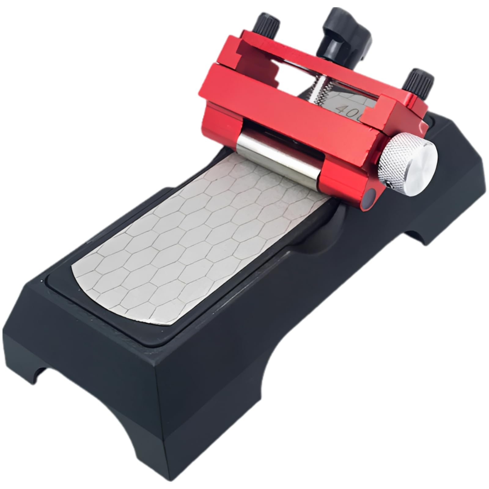 Pierre à aiguiser diamant pour couteaux de cuisine, grain 400/1000, guide d'affûtage et guide d'angle, kit d'aiguisage pour ciseaux à bois, base antidérapante, facile à utiliser, rouge