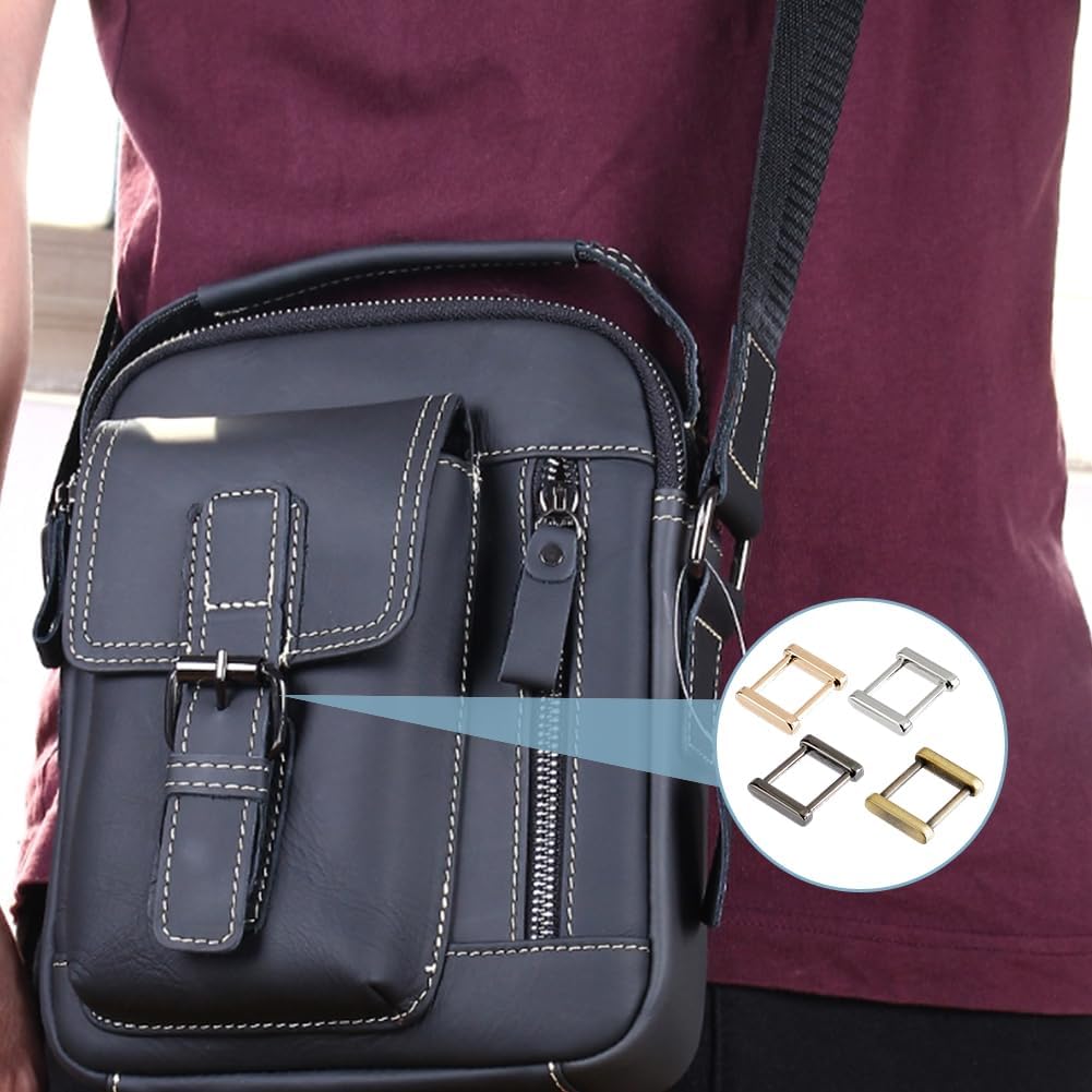 8Pcs 4 Colors Rectangle Belt Rings Alloy Screw Ring Buckles Shackle Purse Bag Loops Rectangular Strap Connectors for Strap Keeper Leathercraft Belt Bag DIY Accessories - Image 6