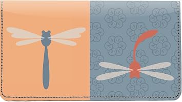 Retro Dragonflies Personal Leather Checkbook Cover for Top Tear Personal Checks