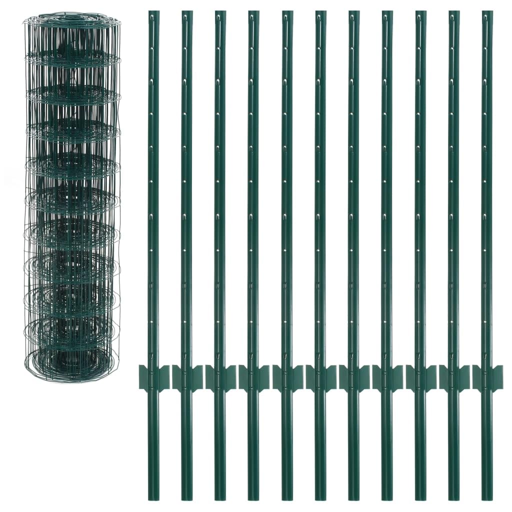 vidaXL Malla de Euro Valla Verde 20x1 m Acero Valla Cercado Verja Barda Reja