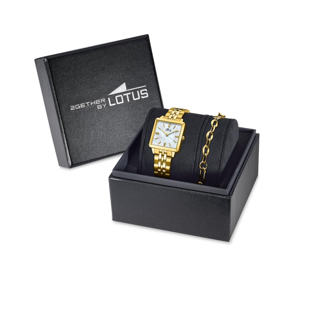 LOTUS Orologio Donna Analogico in Acciaio Inossidabile 316l Dorato | Movimento al Quarzo, Vetro Minerale ad Alta Resistenza, Impermeabile 5 ATM 19011/1 -2GETHER
