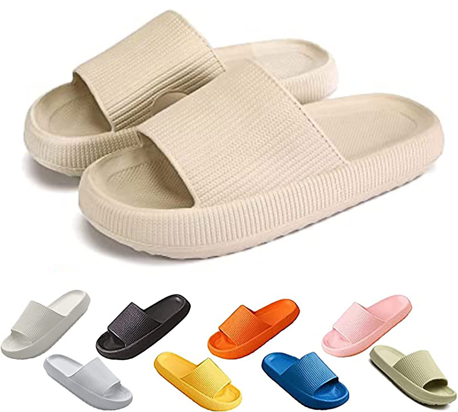 Cozislides Pantofole da casa super morbide originali, 2021 Ultima tecnologia Sandali con suola spessa 4 cm Pantofole a cuscino per donna (Black, 40/41