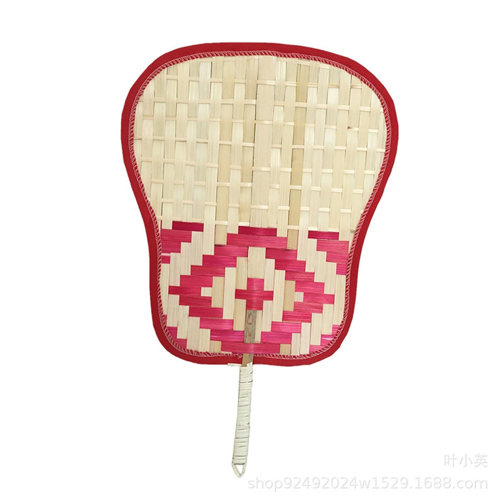 UDPOIUYT Bamboo Woven Fan, Bamboo Hand-Woven Fan 43x26cm Multicolor Straw Woven Summer Farmhouse Decor(Red)