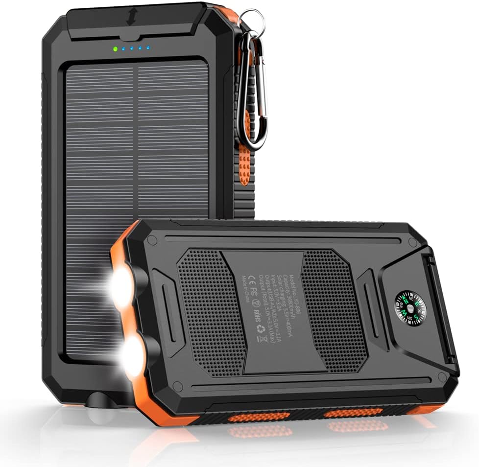 Energy-Financial institution-Transportable-Charger-Photo voltaic – 36800mAh Waterproof Transportable Exterior Backup Battery Charger Constructed-in Twin QC 3.0 5V3.1A Quick USB and Flashlight for All Telephone and Digital Gadgets (Deep Orange)
