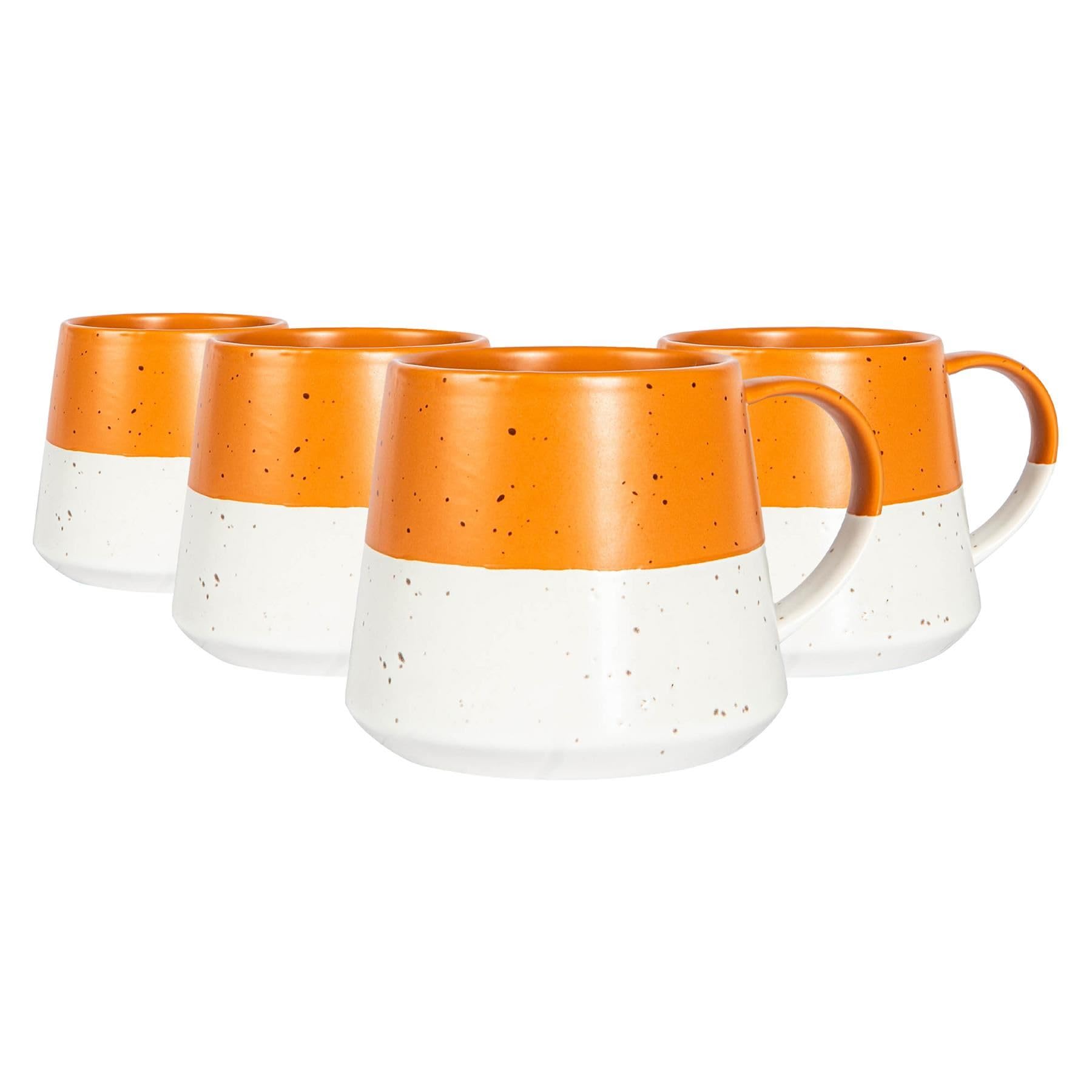 Nicola Spring Ceramic Coffee Mugs Set - 370ml - Pack of 4 Burnt Orange Dipped Flecked Stoneware Coffee Cups Dishwasher & Microwave Safe Large Tea Mugs for Hot Drinks, Hot Chocolate, Tea โ image 1