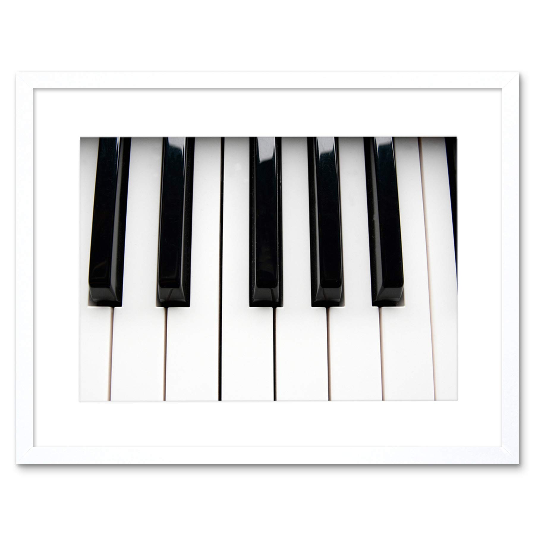 Wee Blue Coo Piano Keys Black White Close Up Music Picture Framed Wall Art Print
