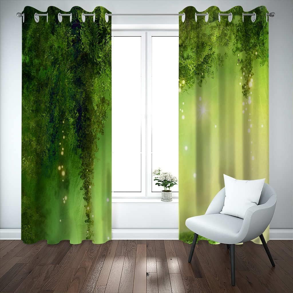 Morbido Tende Oscuranti Termiche Isolanti,Tende con Occhielli Termoisolanti Verde Foresta di bambù Pianta Stampa Matita Colorata Pieghe Tende per Finestra Camera da Letto Soggiorno Decorazioni per
