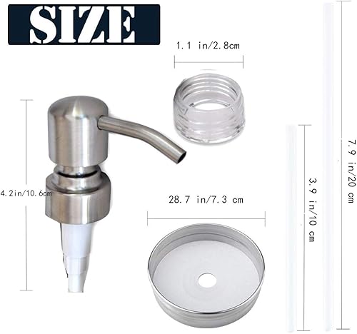 Miniatura 3 de Tapa dispensadora de jabón y bomba de repuesto de acero inoxidable cepillado, a prueba de óxido, a prueba de fugas para tapa de tamaño de boca