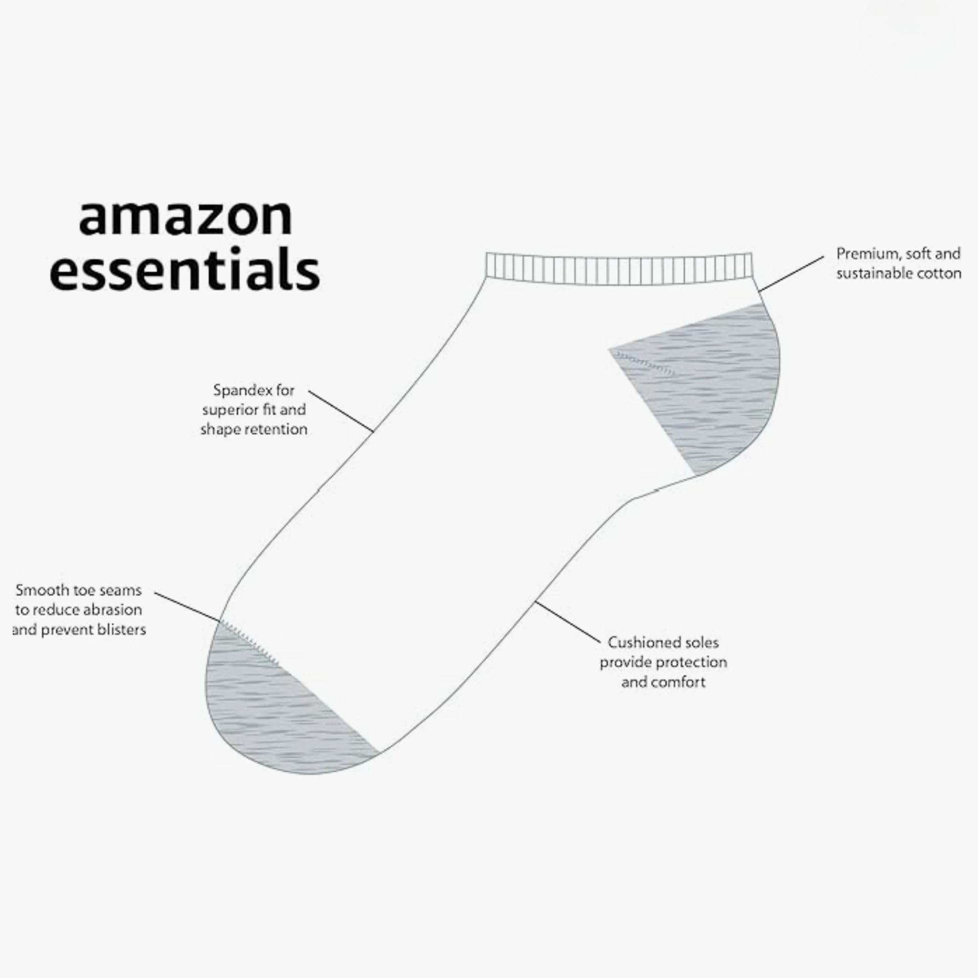 Amazon Essentials Mixte enfant Chaussettes Basses Matelassées en Coton