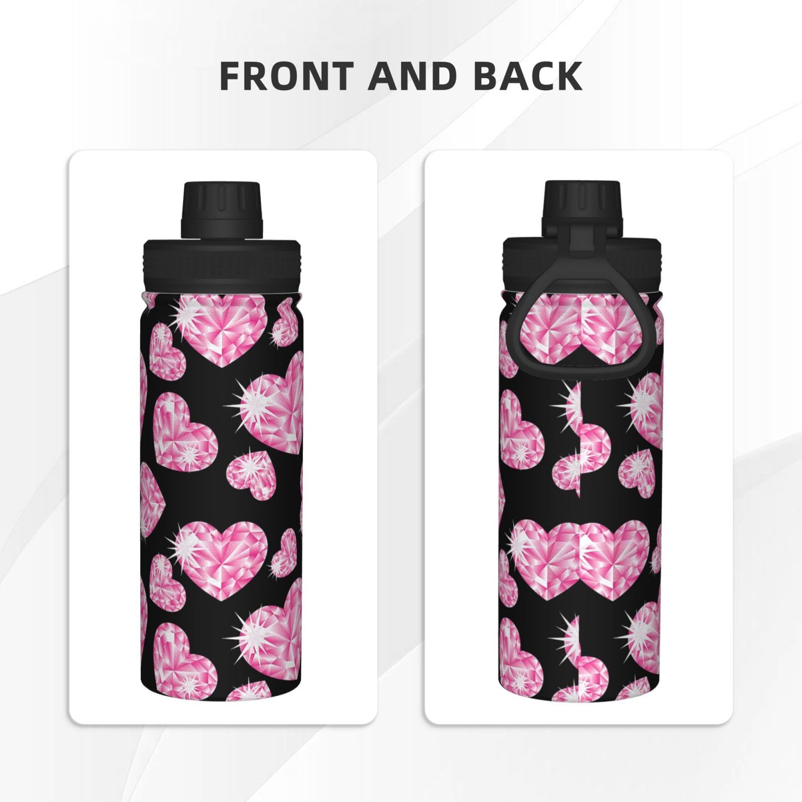 Amazon | ロマンチックなピンクのハートストーン 水筒 500ml 水筒