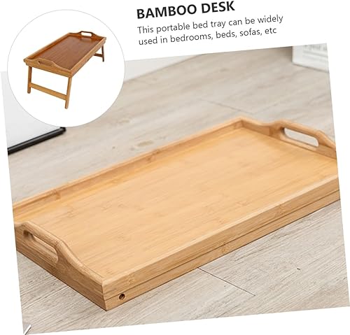 Miniatura 5 de Veemoon Mesa plegable multifuncional para computadora portátil, mesa de servicio de desayuno, mesa de lectura, bandeja de servicio plegable para el