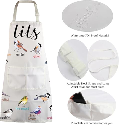 Miniatura 5 de MBMSO Delantal de tetas con bolsillos, delantal de cocina para observación de aves para amantes de las aves