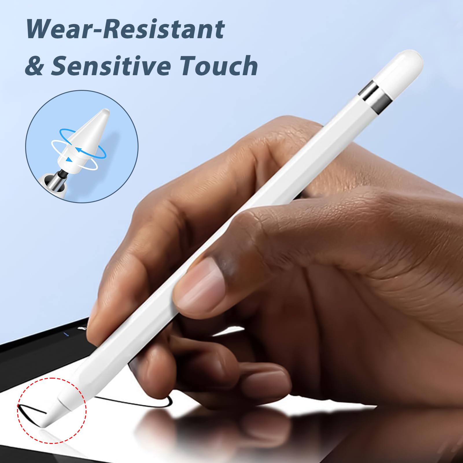Apple Pencil z 3 wymiennymi końcówkami, 2 nasadki magnetyczne, 1 adapter do ładowania, akcesoria magnetyczne, nasadki zapasowe do Apple Pencil 1 generacji, kość słoniowa