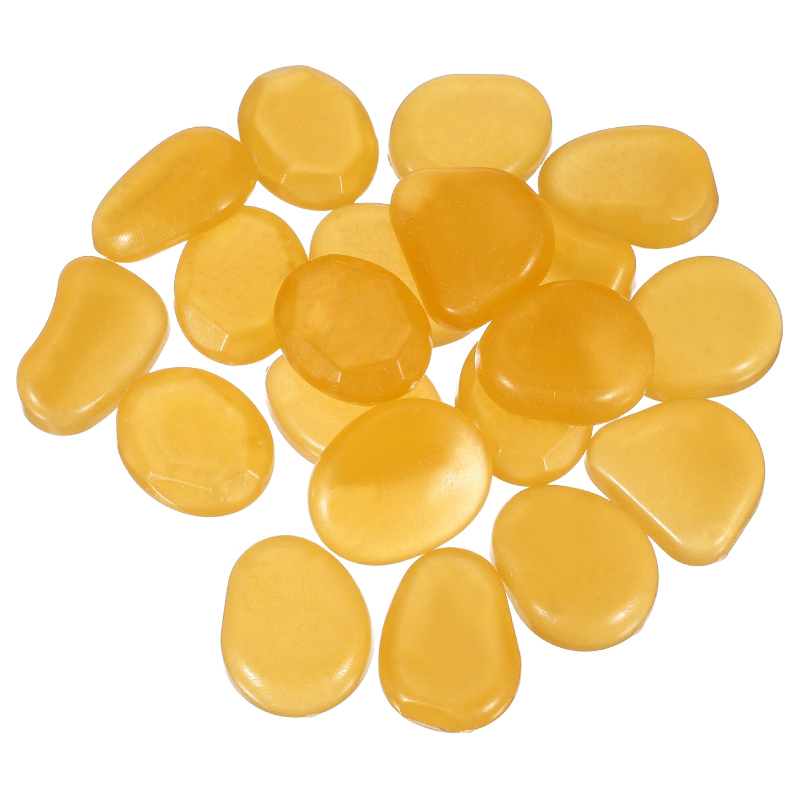 YELARXI Large Glow in the Dark Stones, Luminous Pebbles Stones Glowing Rocks Decorative Light Up Pebbles Fitting for (Fish Tank/Outdoor Garden Decor/Yard/Walkway) 20 Pcs & Orange Yellow