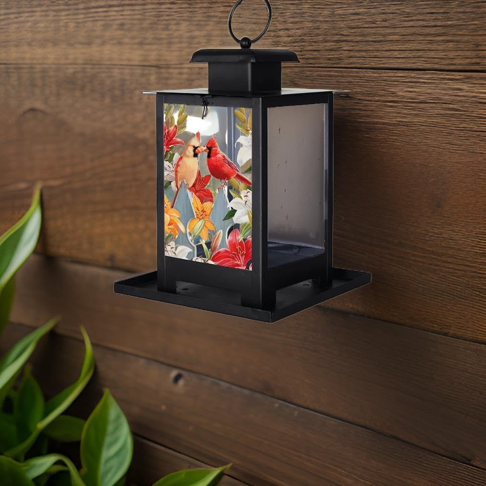 Carson 12" Cardinal Pair Bird Feeder - Cardinal Bird Feeder - Country Home Decor for Porch - Hanging Bird Feeder for Country Home Decor - Floral Bird Feeder - Image 4