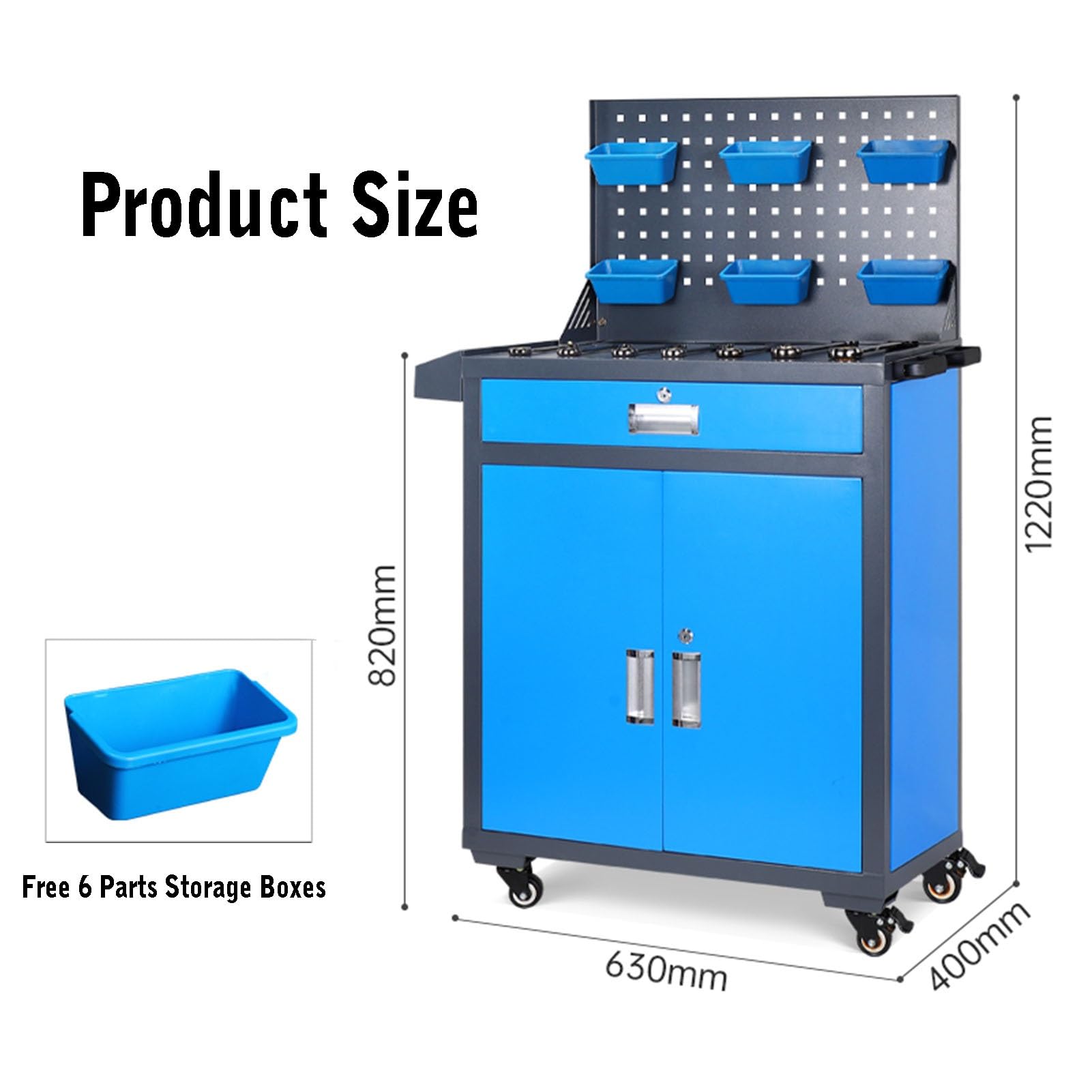 Carrello Portautensili Con Ruote Da 330 Libbre, Utensile Multiuso Resistente Con Cassetto, Portacacciavite, Pannello Forato, Carrello Portautensili Meccanico For Garage, Magazzino, Officina