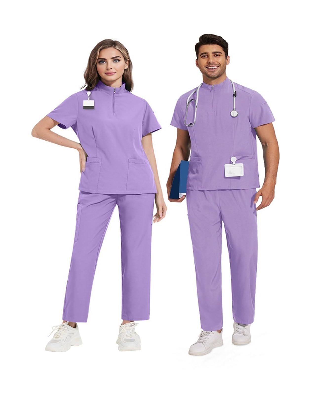 Uniforme Sanitario Conjuntos de Uniformes médicos for Mujeres y Hombres, Camisetas, Pantalones, Ropa de Trabajo for clínicas dentales y Salones de Belleza