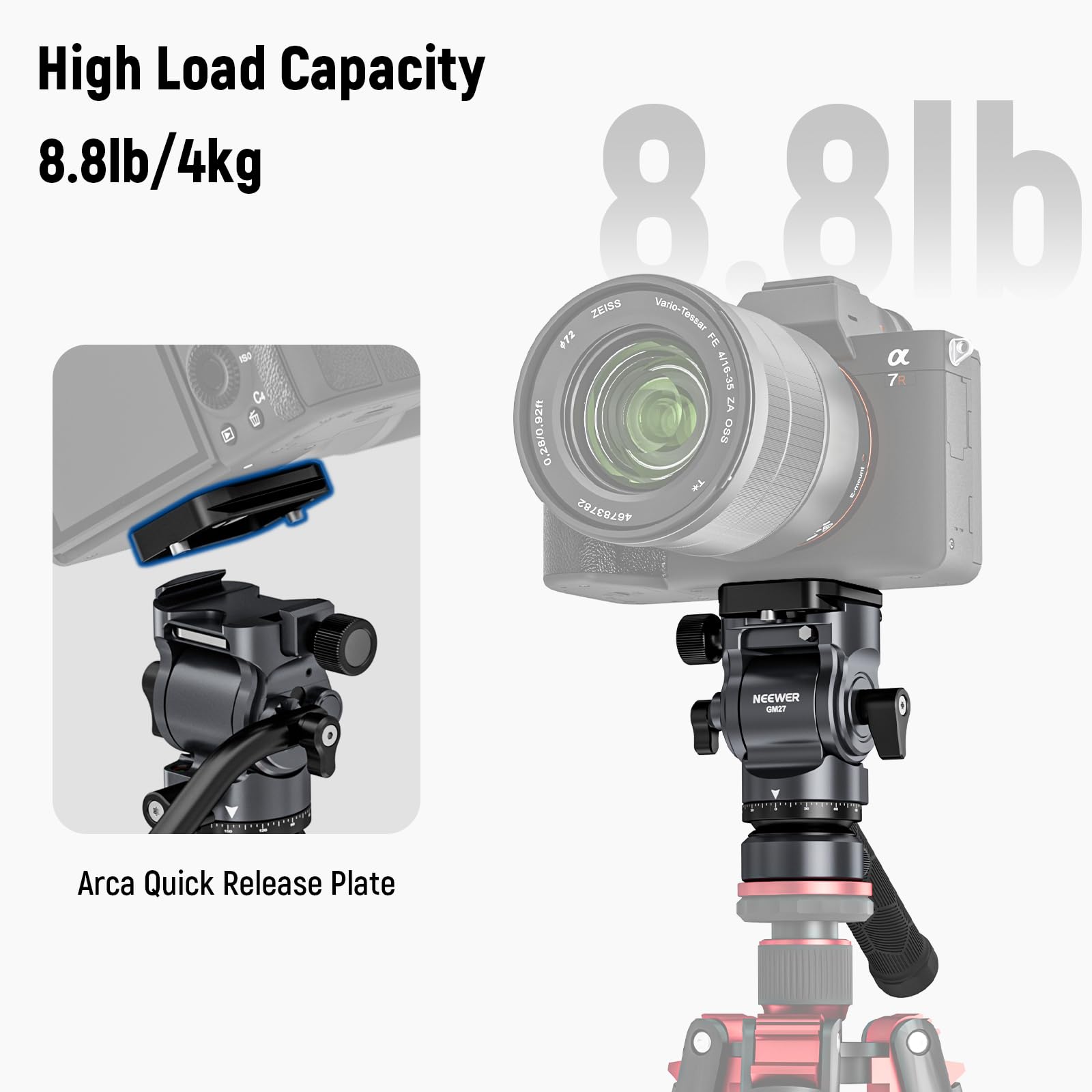 NEEWER Fluidkopf für Videostativ mit /-10° Nivellierbasis , Metall