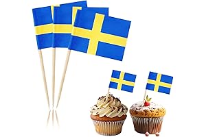100 Pcs Swedish Flag Toothpick Cake Toppers - Decorate Your Celebrations with Patriotism