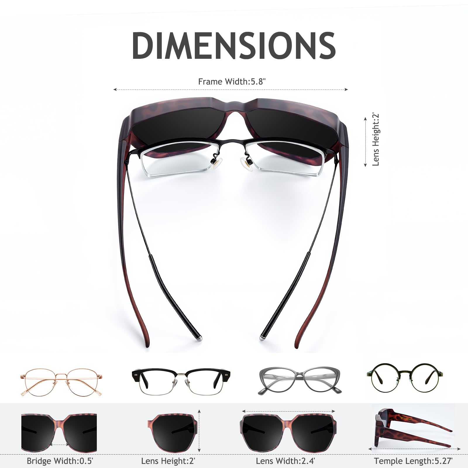 THUNY Lentes de sol polarizados para hombres y mujeres, lentes de sol de gran tamaño, protección UV400 para pesca y conducción
