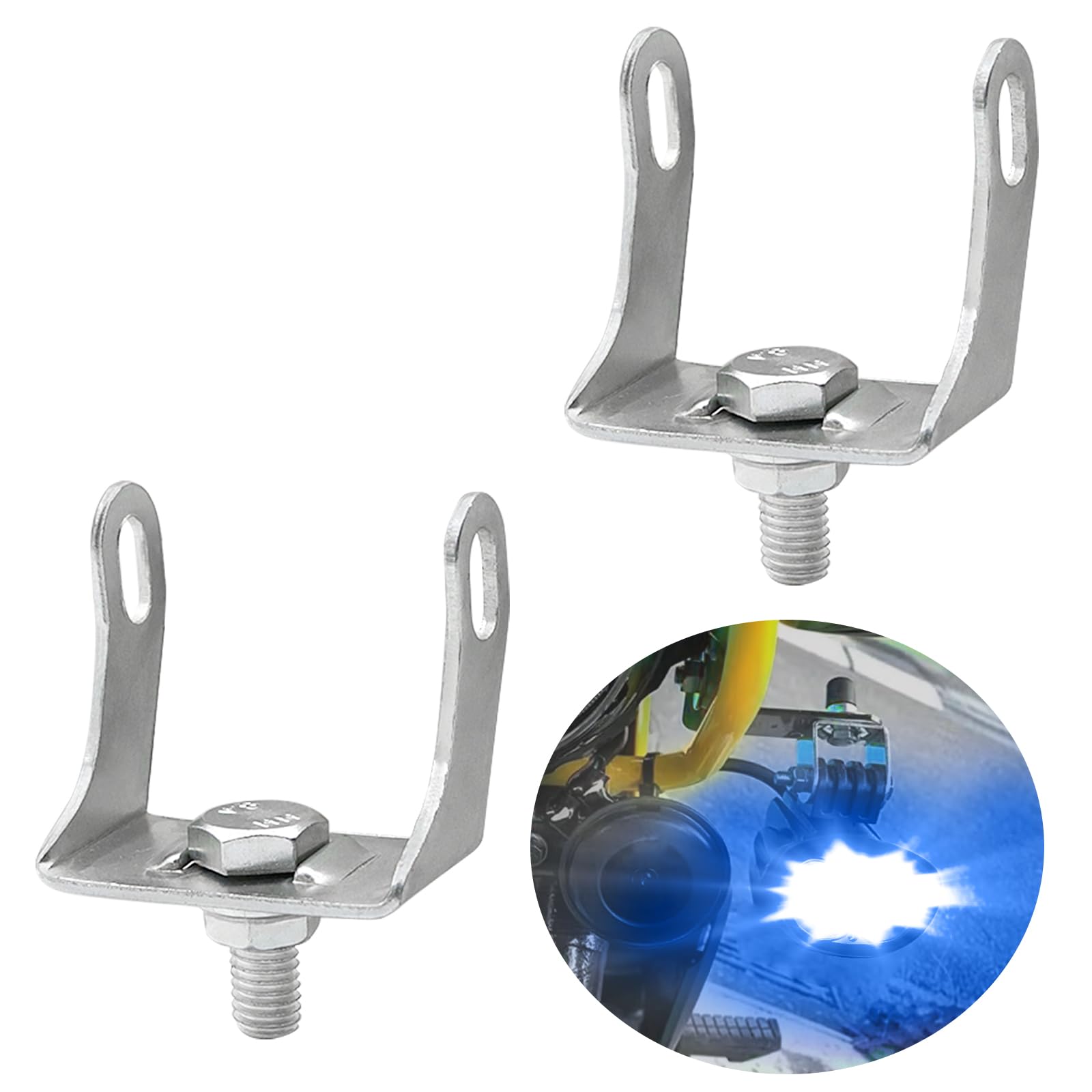jose2015 Motorcycle Spotlight Mounting Brackets Stainless Steel Motorcycle Fog Light Brackets for Off-Road Motorcycle Motorbike Bike Scooter 2PCS