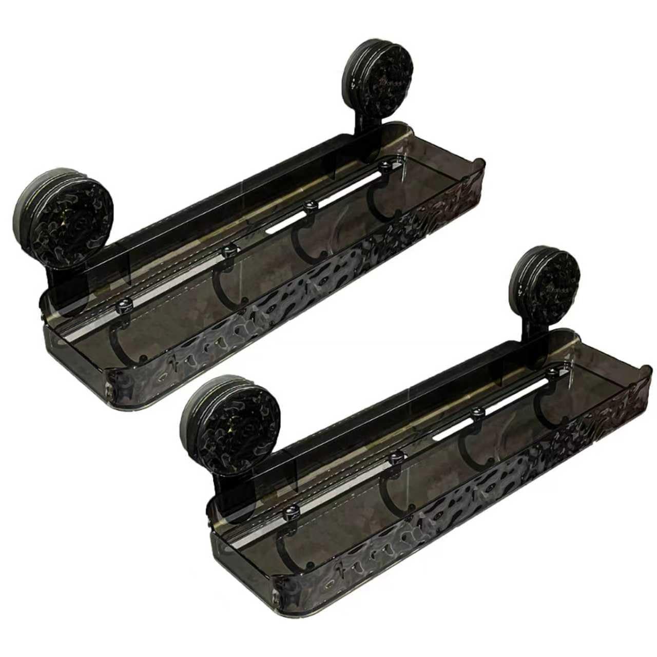Linsvirgo 2PCS Corrugated Suction Cup Storage Holder 2025 Upgraded Movable Shower Shelf with Suction Cups No-Drill Wall Mounted