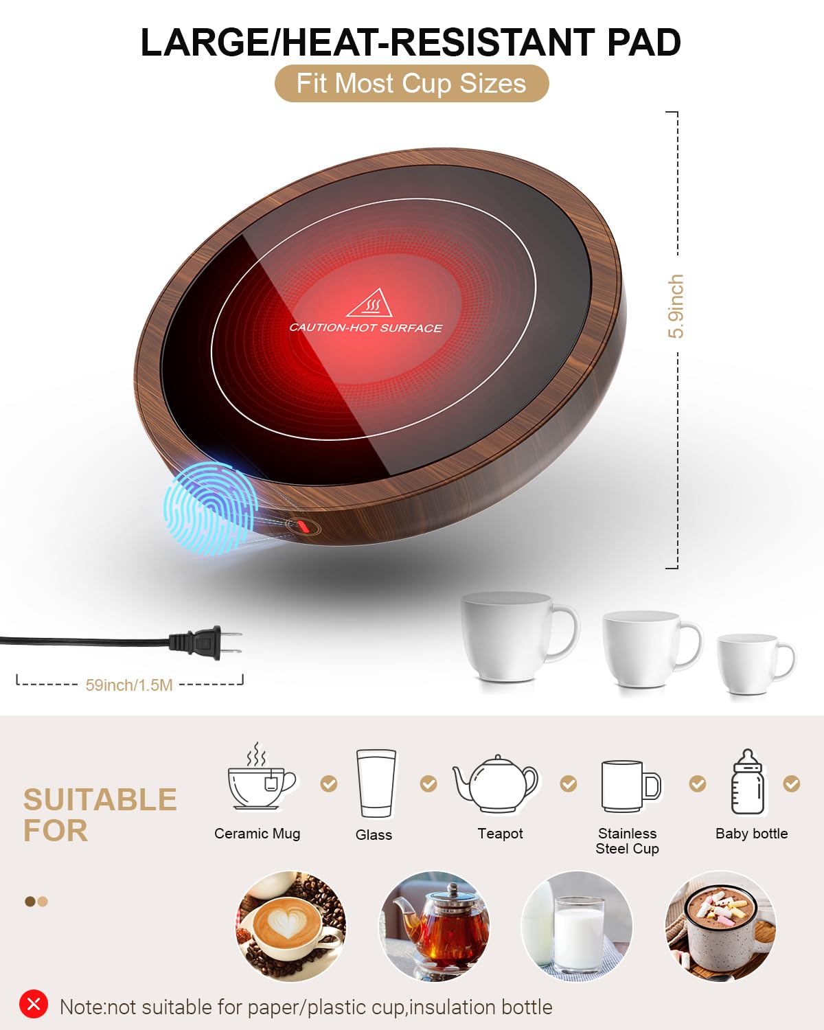 Amazon | コーヒーマグウォーマー、50Wのコーヒーカップウォーマー、3