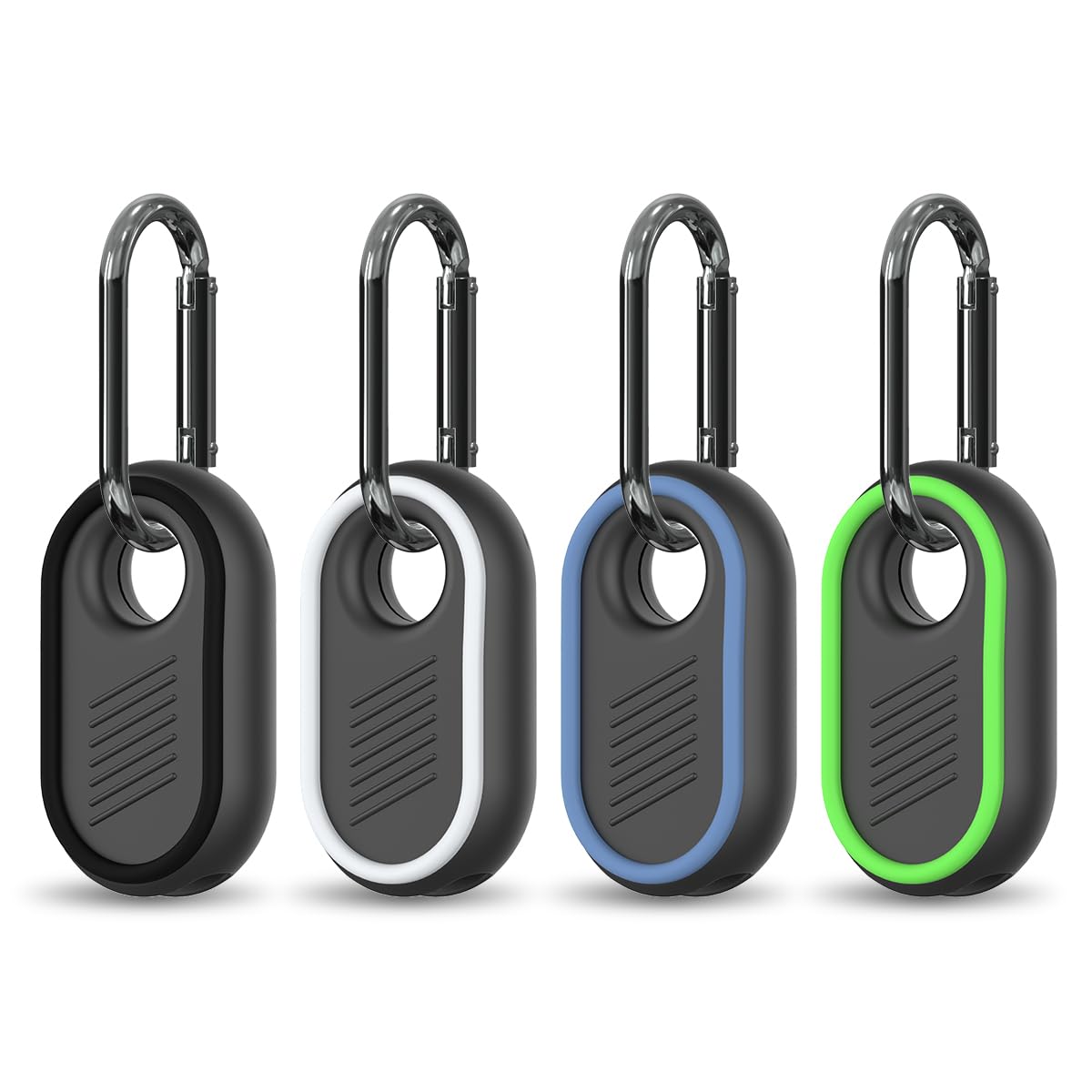 Photo 1 of 4-Pack Compatible for Samsung Galaxy SmartTag2 Case Cover, Rugged Full Protective Anti-Slip Soft Silicone Case for Galaxy Smart Tag 2 with Key Ring, for Keys, Luggage, Pets (Black/White/Blue/Green)