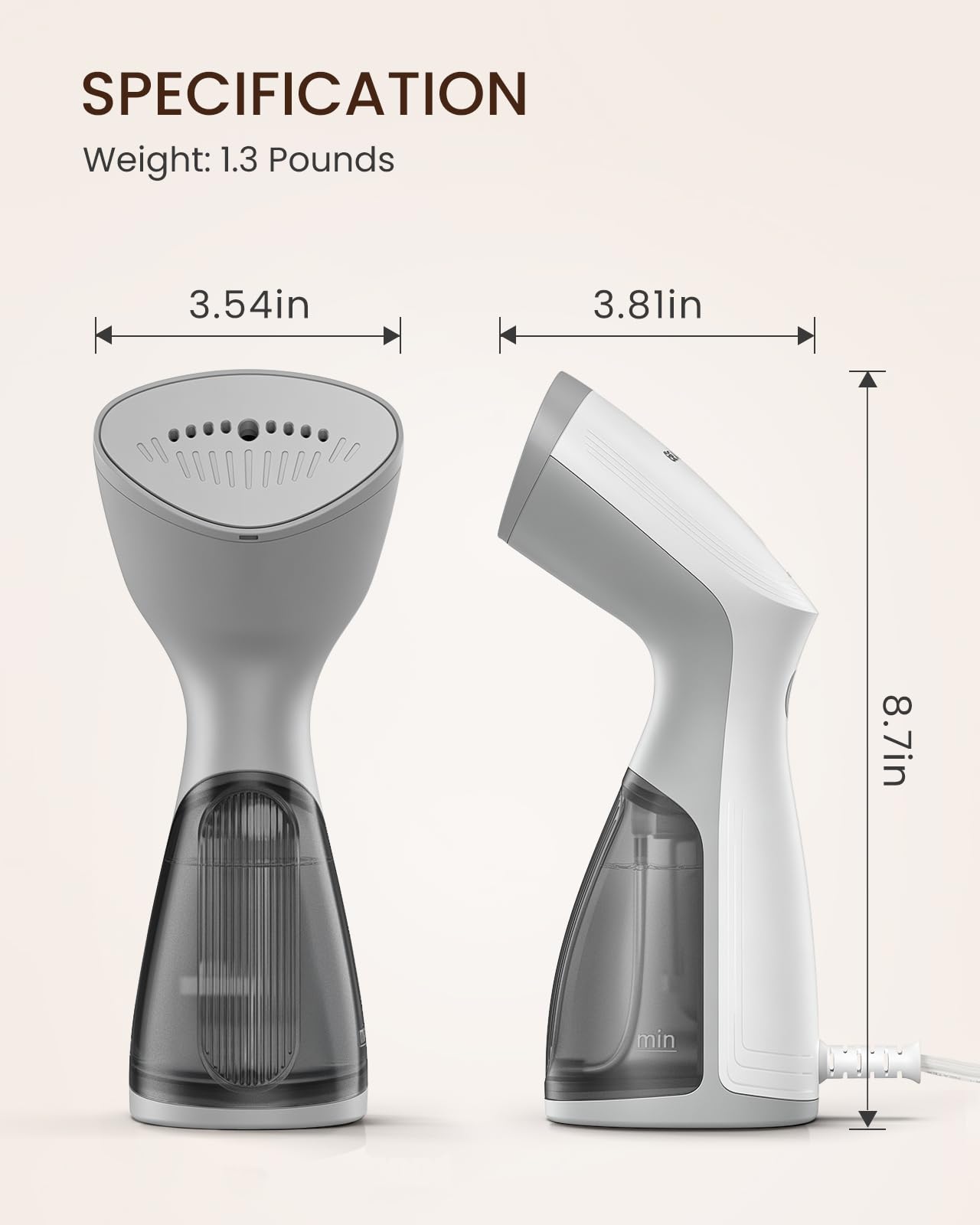 BEAUTURAL Steamer for Clothes, Handheld Garment Fabric Wrinkle Remover view 7