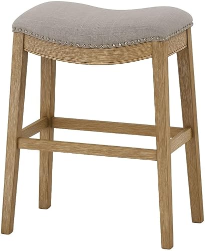 Miniatura 9 de New Ridge Home Goods Julian Taburete de bar de madera sin respaldo de 31 pulgadas, marco espresso con asiento tapizado negro Asiento de piel