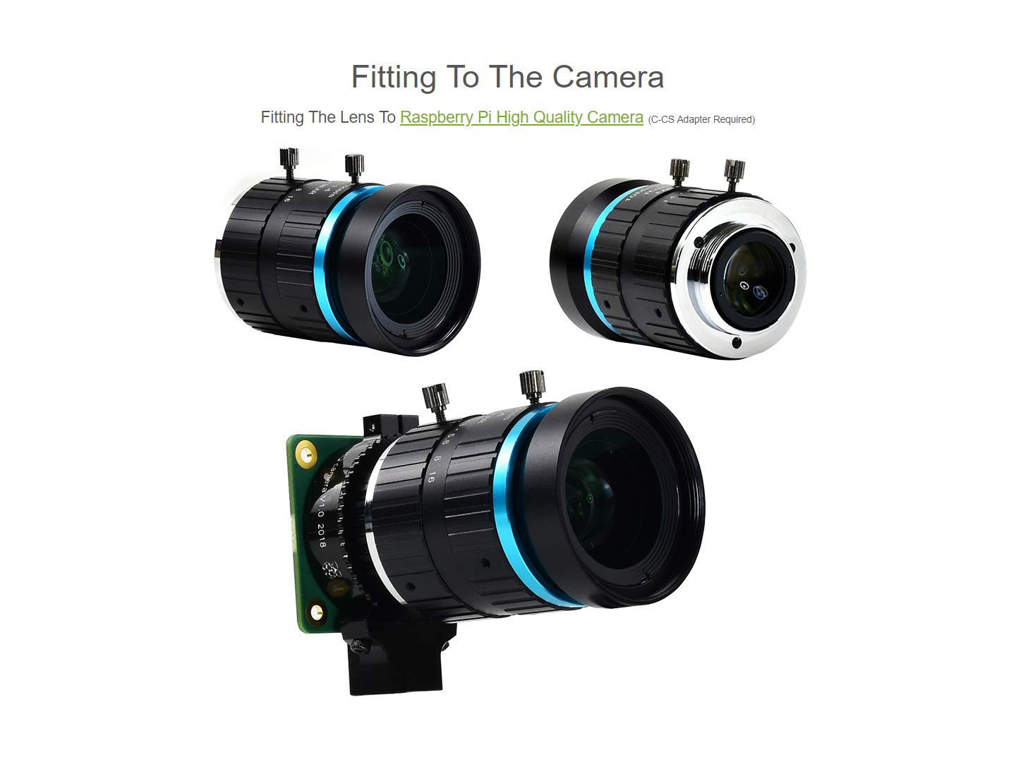 Waveshare Quality Industrial Telephoto Lens with 16mm Focal Length, Multi Field Angle and C-Mount Compatible with Raspberry Pi Camera…
