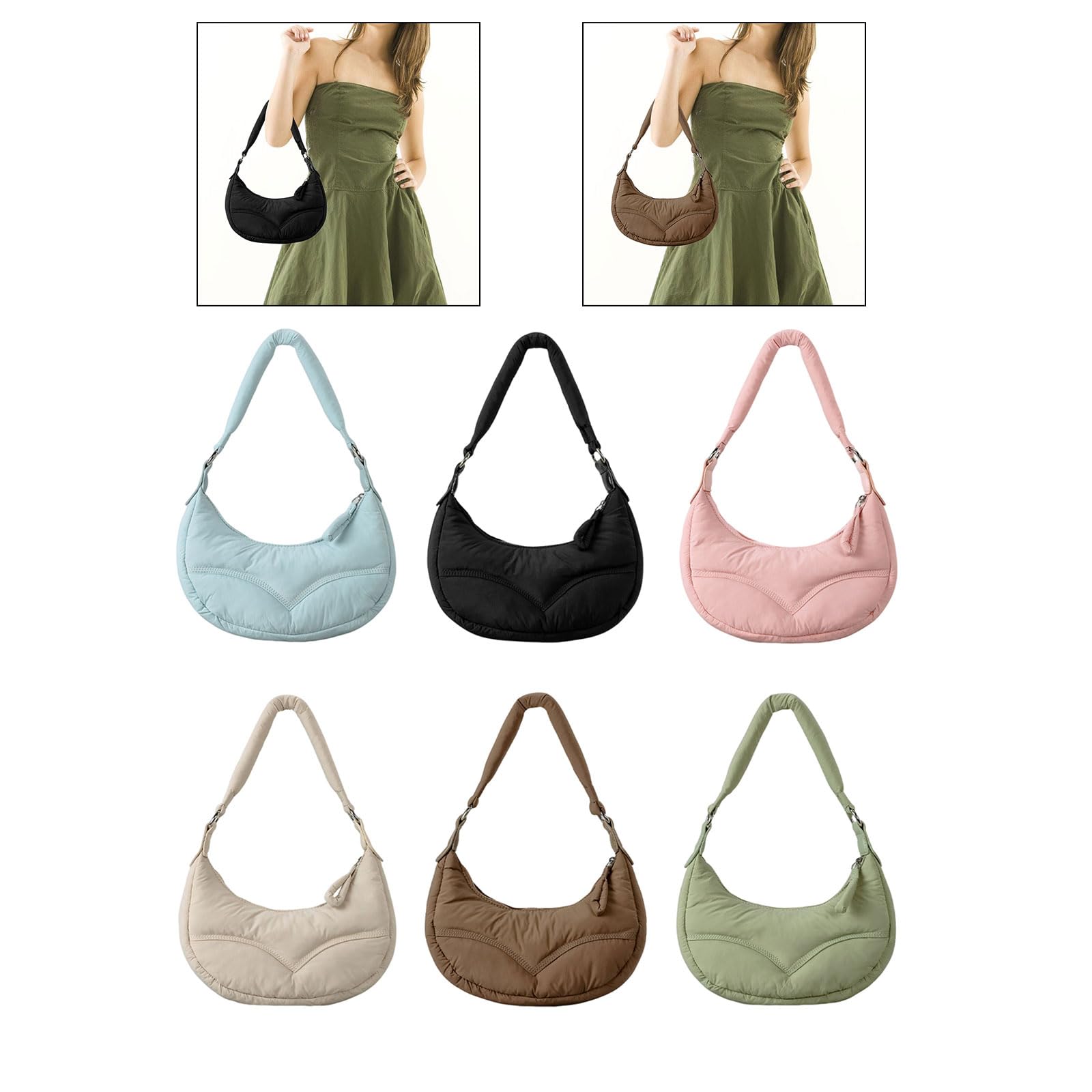Elegante bolso de hombro acolchado con correa ajustable