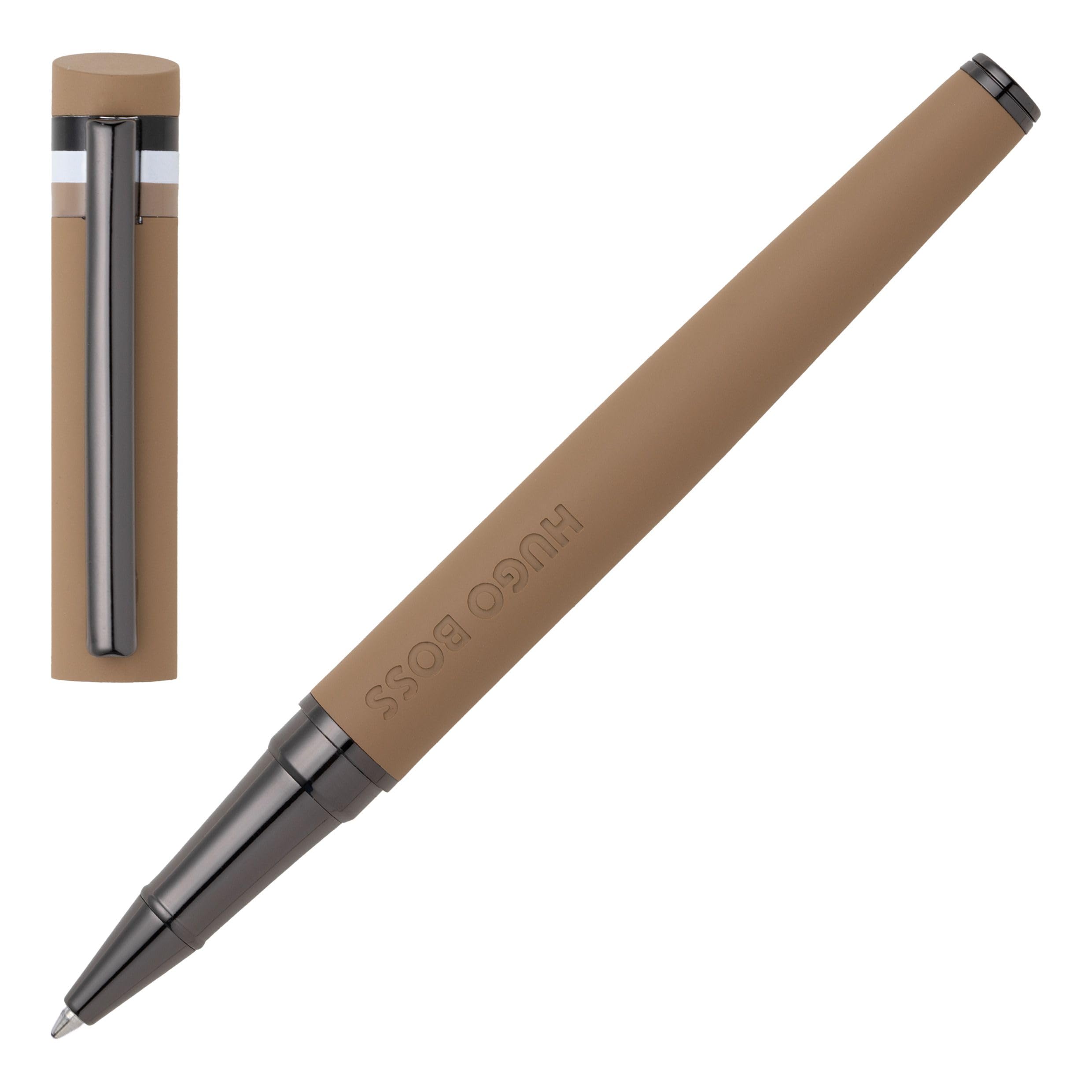 Loop Iconic HSG3525X Brass and Rubber Rollerball Pen - Camel Length: 14.6cm - Black Ink