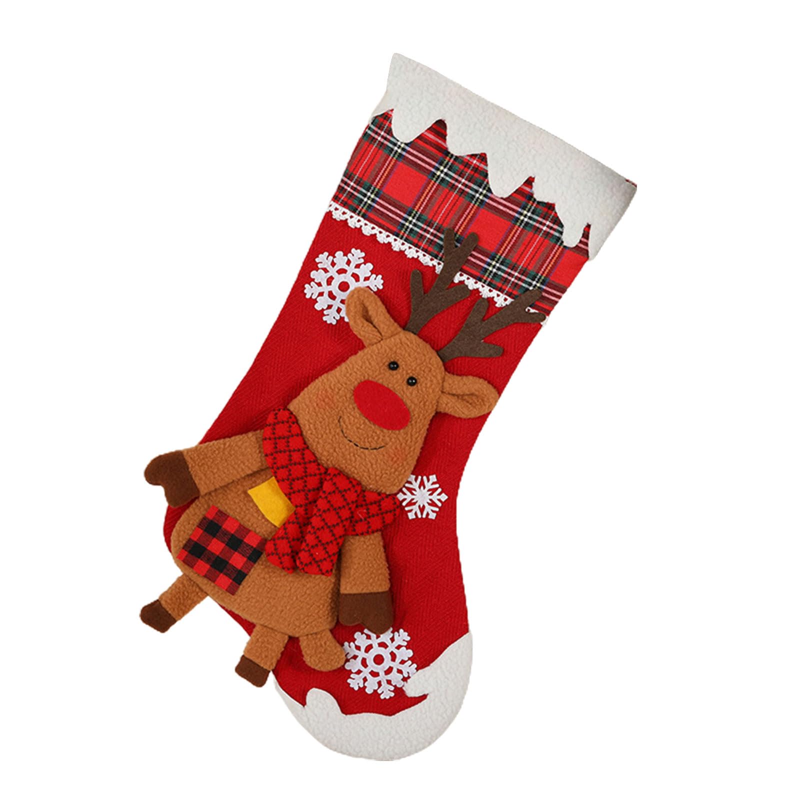 HZBB Christmas Socks Gift Bag Fireplaces XmasTree Ornament Snowman Santa Reindeer Elk Christmas Stocking Decorations for Home Tree Decorations