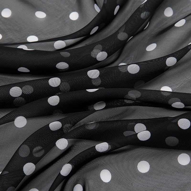 INOGIH Polka-Dot Chiffon-Sheer-Square Neck-Head-Scarf for Women Hip-Hop- Scarf 1950s Party Halloween-Costume3