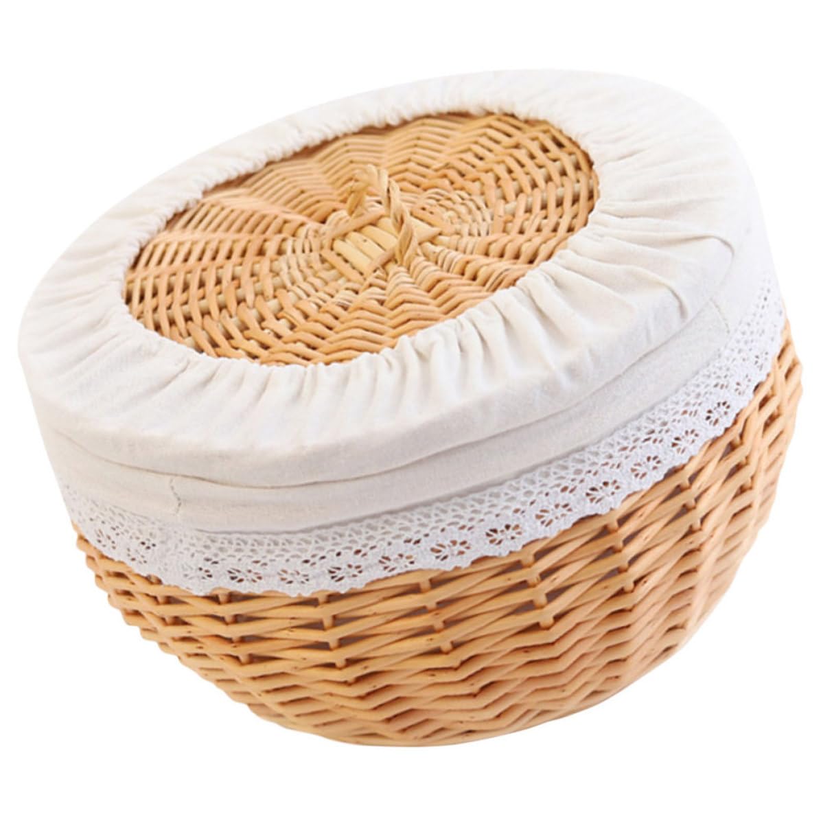 Cesta de madera redonda para almacenamiento de alimentos y bocadillos en cocina
