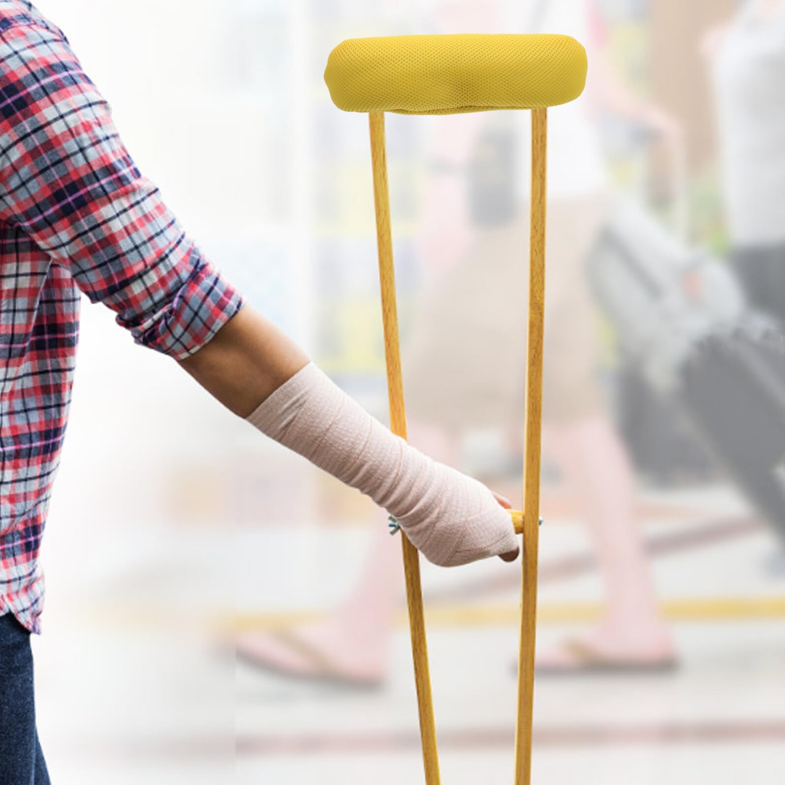 Almohadillas para Muletas Acolchadas Transpirables para Axilas Cojines Ergonómicos Desmontables para Antebrazo de Amarillo