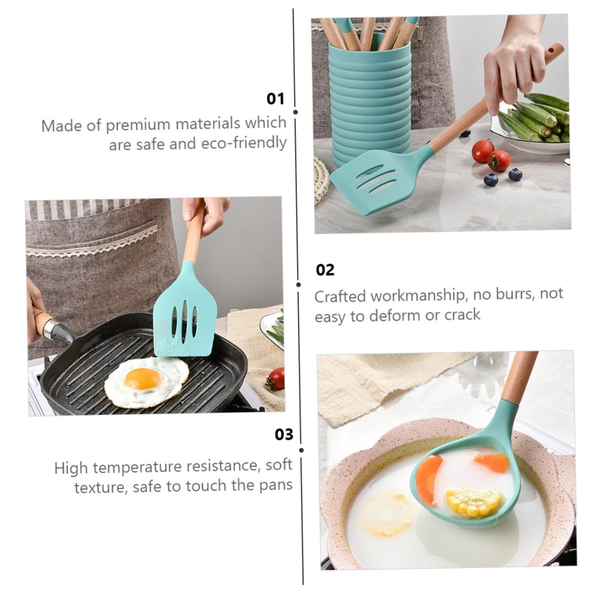 Cabilock Casseroles avec Manche Bois Ustensiles de Cuisine Accessoires Simples Ménagers
