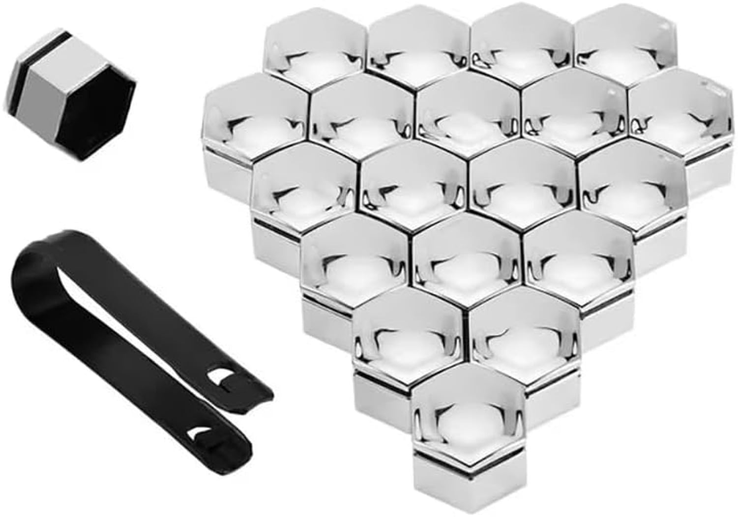 HURUMA 20 Pieces Silver Chrome Wheel Nut Covers Plastics Caps Protectors Bolts Accessories Auto Styling 20mm Diameter Styling Trim Tools, Normal, 21mm