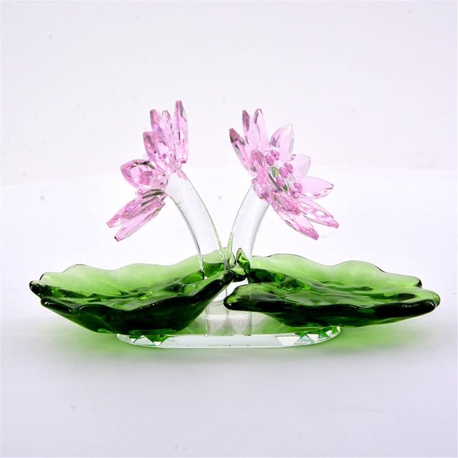 Amazon.co.jp: 幸運 水晶ピンク蓮の花 クリスタル ガラス