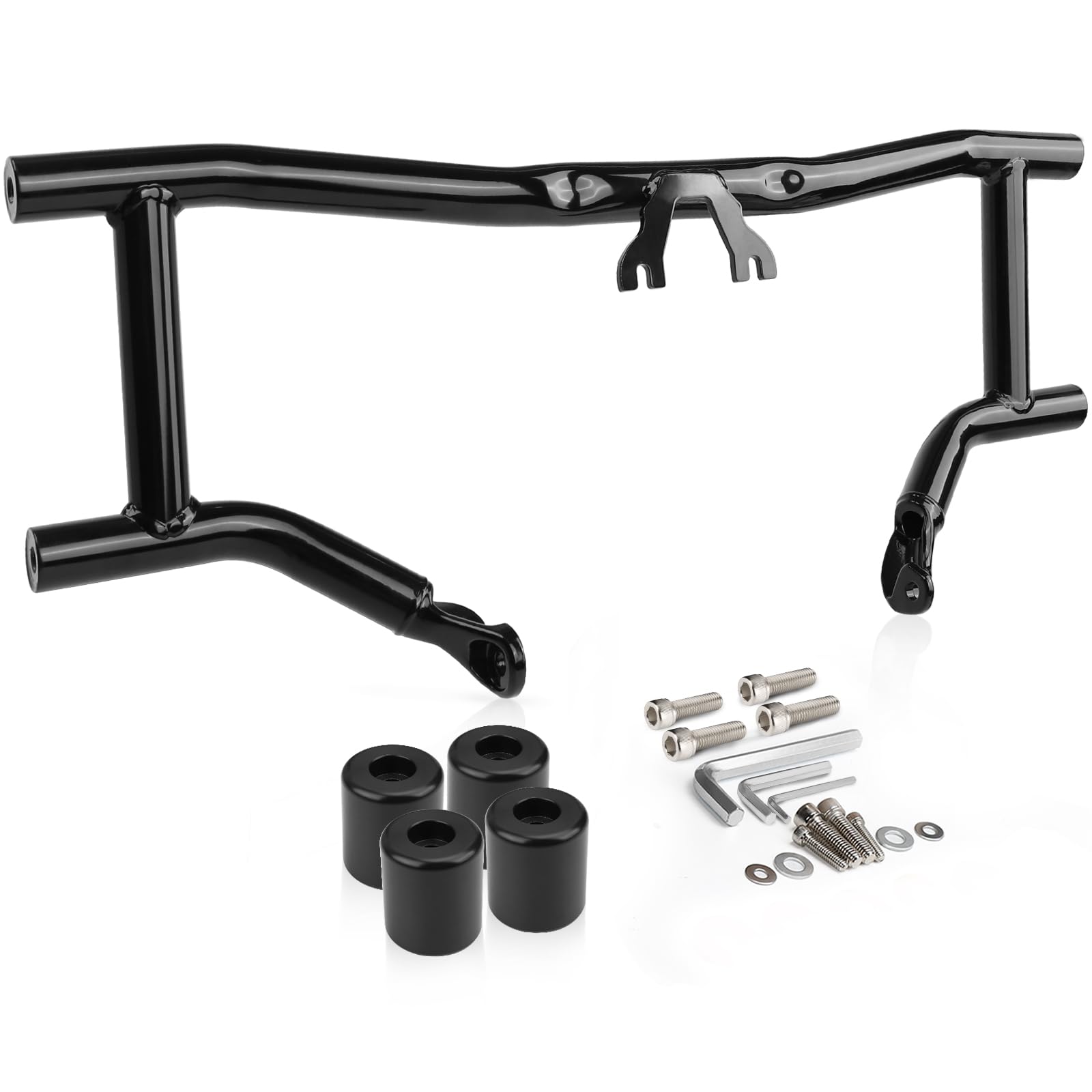 2014-2026 Front Engine Guard Crash Bar for Harley Touring Street Glide Road Glide Road King Electra Glide Ultra Classic, Gloss Black Flat Out Bar