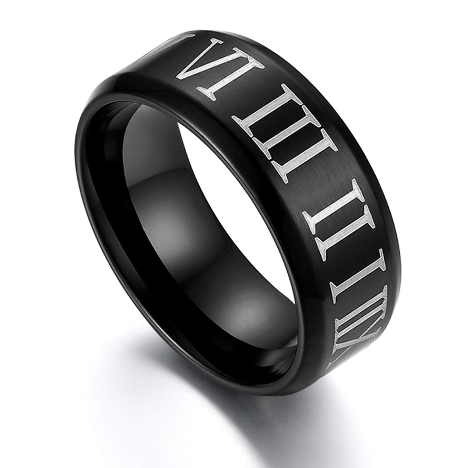 JewelryWe Schmuck 8mm Breite Herren Damen Ring Wolframcarbid