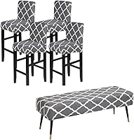 Vista 1 de SearchI Paquete de 4 fundas para silla, fundas elásticas para taburetes de bar, extraíbles y lavables, estampadas, fundas para sillas de taburete