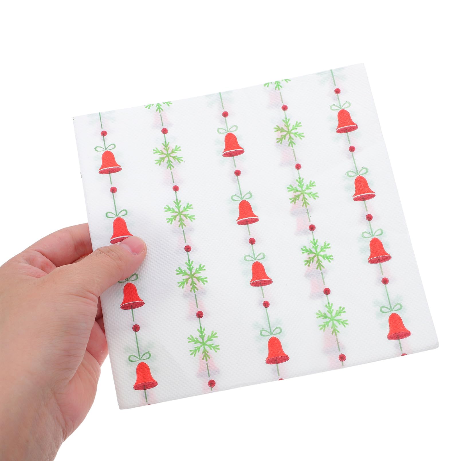120piezas Servilletas Navideñas de Papel Estampado de Campanas Estilo Retro Servilletas de Cena Desechables para Decorar Fiestas de Invierno y Celebraciones